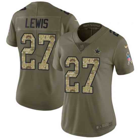 Nike Cowboys #27 Jourdan Lewis Olive Camo Womens 2017 Salute to Service NFL Limited Jersey